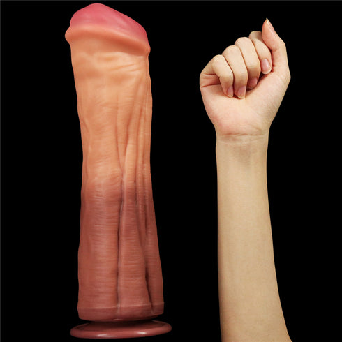 12'' Dual layered Platinum Silicone Cock